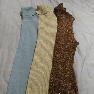3 turtle neck sleevless sweaters